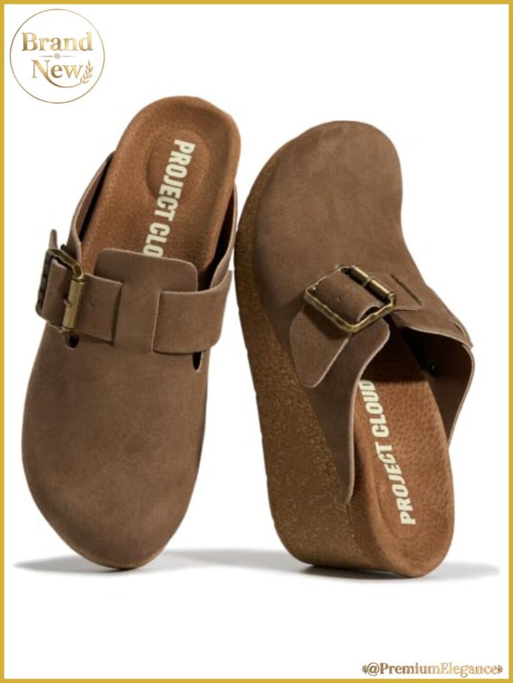 Genuine Suede Platform Clogs Mules Slip-On 2.95" Heel Women's Shoes